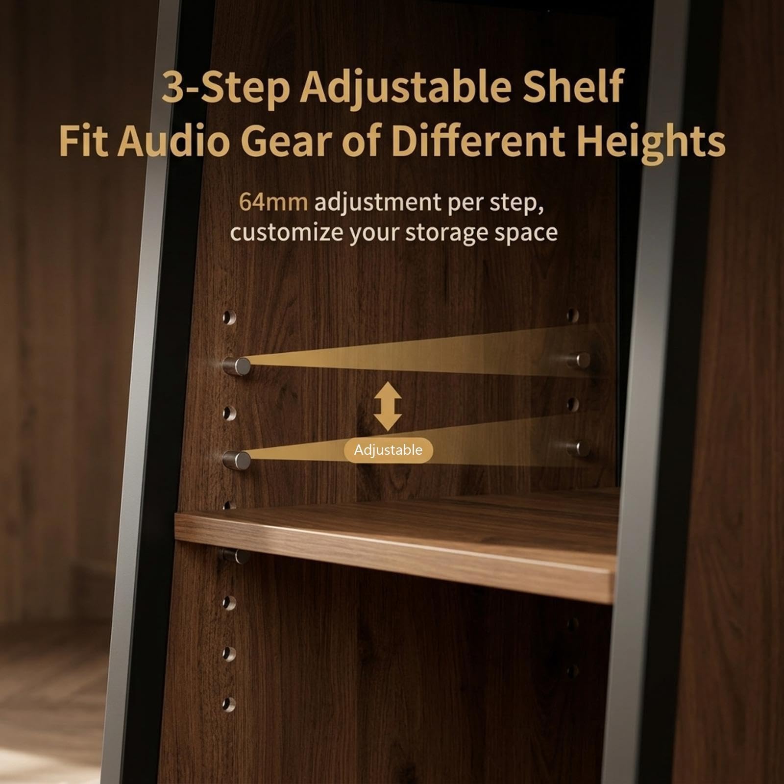 Mobile AV noce moderno, supporto HiFi con ante in vetro temperato