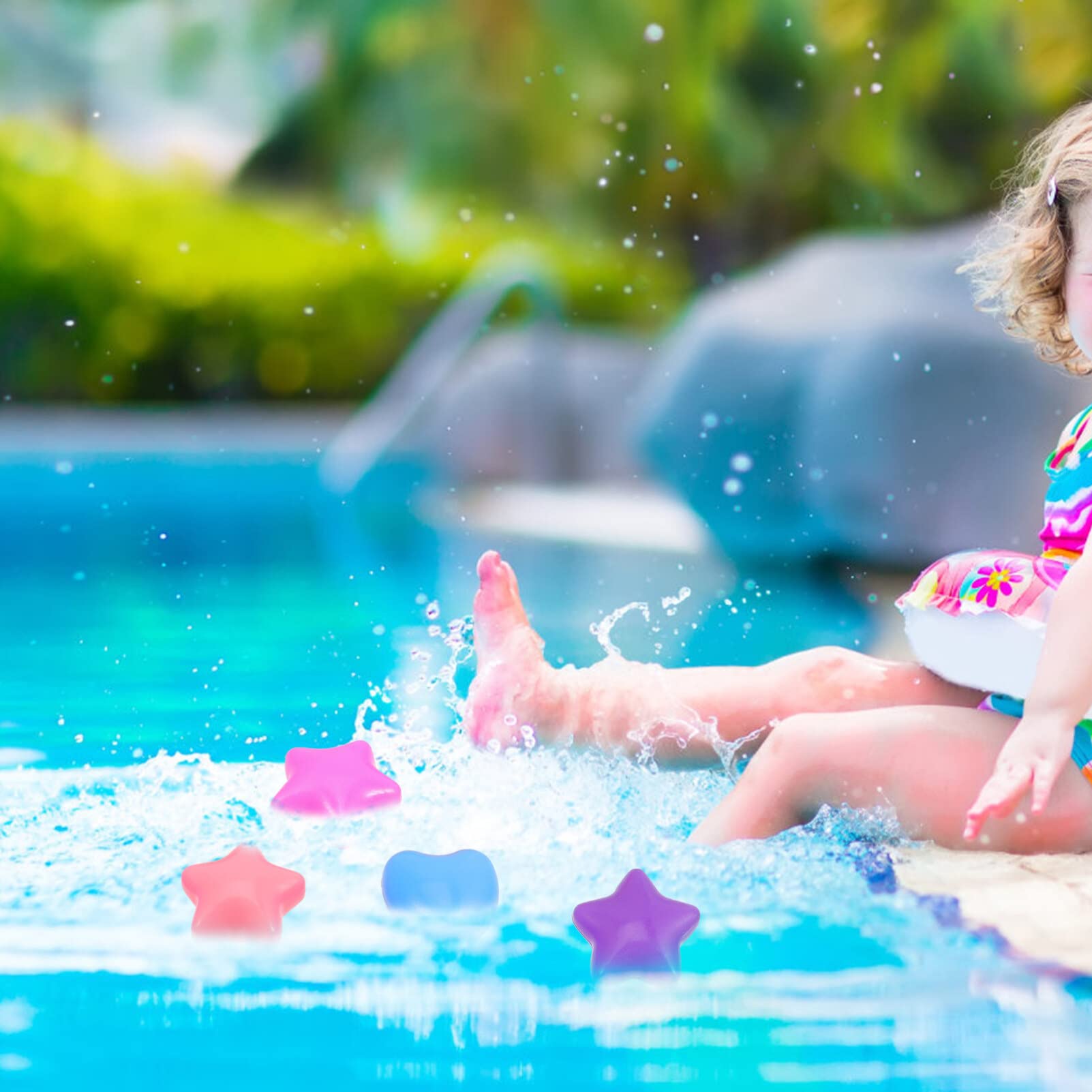 100 palline colorate dell'oceano a forma di cuore e stella, per bambini – giocattoli da nuoto in plastica per balli, feste e tempo di gioco