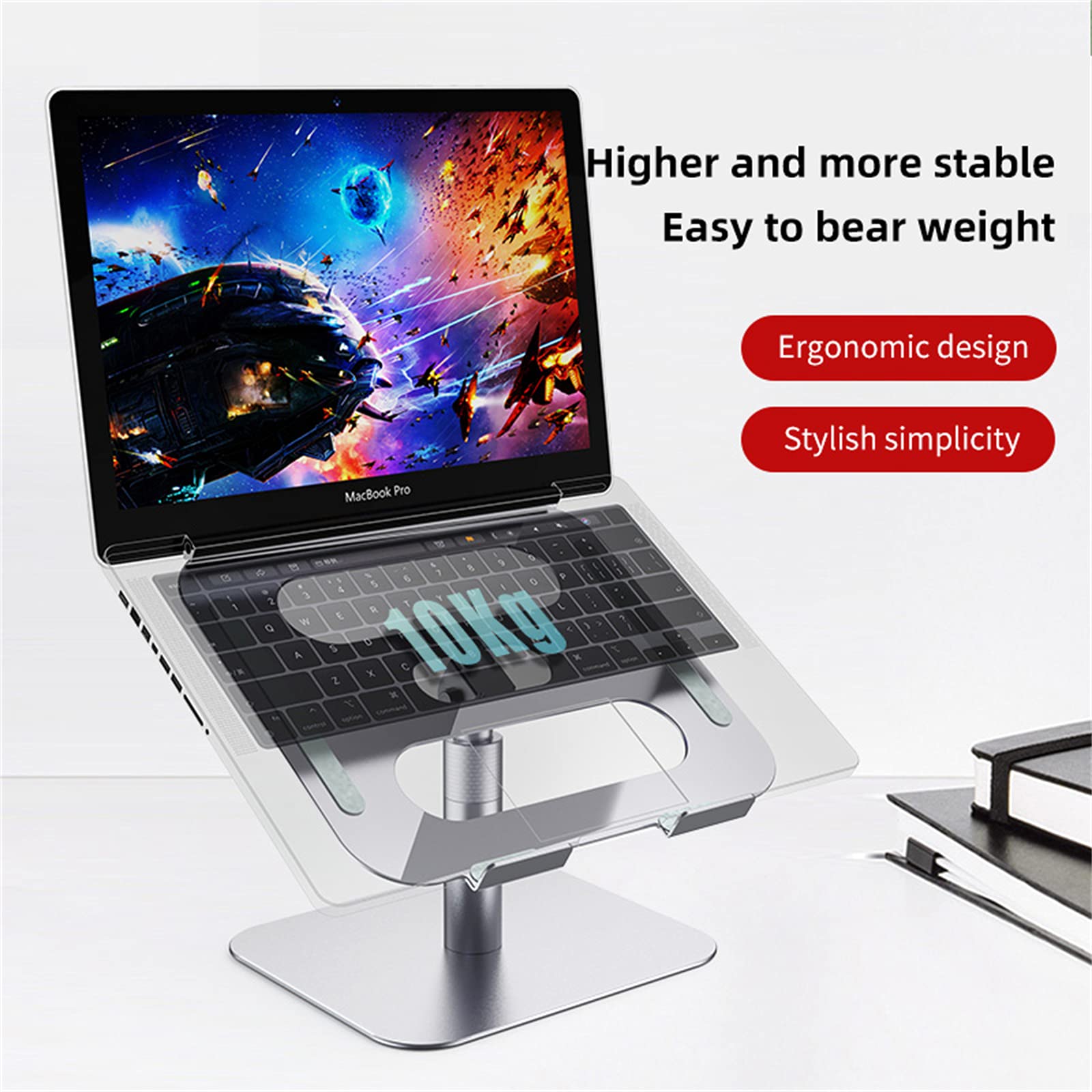 Supporto per Notebook per Supporto da Scrivania Altezza Regolabile Supporto per Laptop in Lega di Alluminio Portatile Antiscivolo Ergonomico,