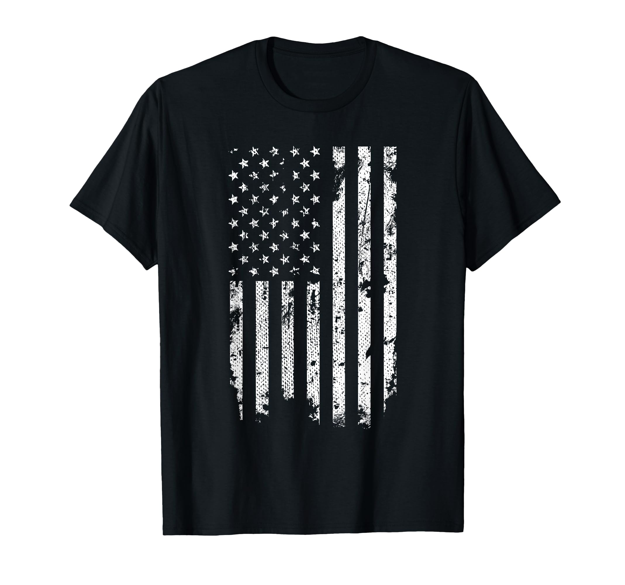 Threadrock Distressed American Flag T-Shirt - Unisex-Adults, Kids - Black - Short Sleeve - Classic Fit - Crew Neck - Small