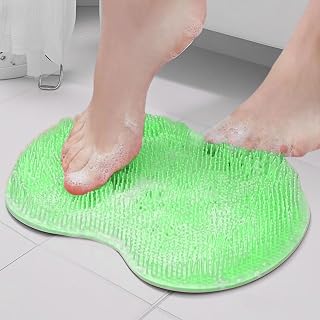 Shower Foot Scrubber mat with Suction Cups Silicone Foot Cleaner no Bend Brush for Bathroom Floor spa Massage Foot Care pad for Adults Home use