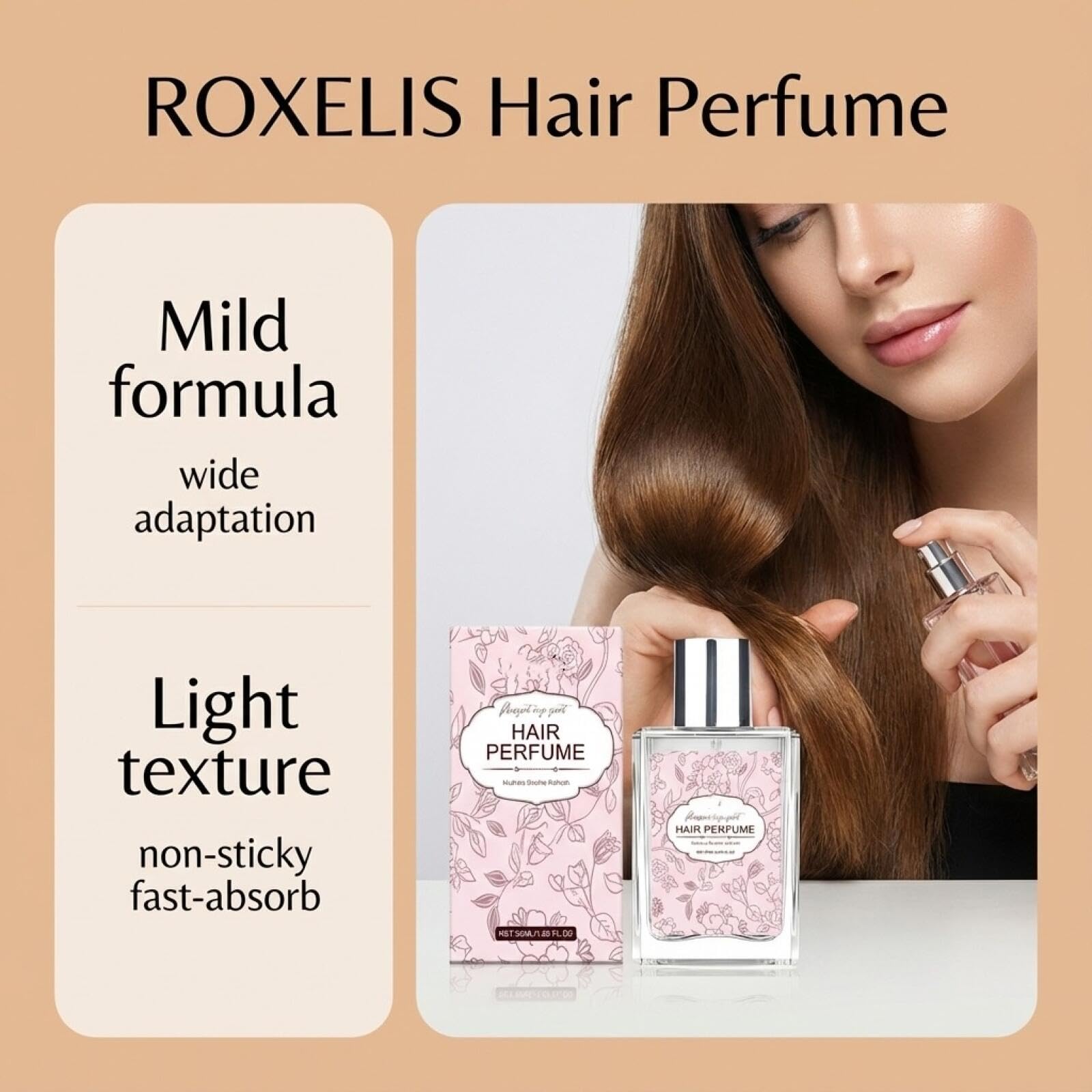Haarparfüm mit Rosenduft, sanfte natürliche Frische, elegantes Eau de Toilette, tragbares Haarparfüm-Spray