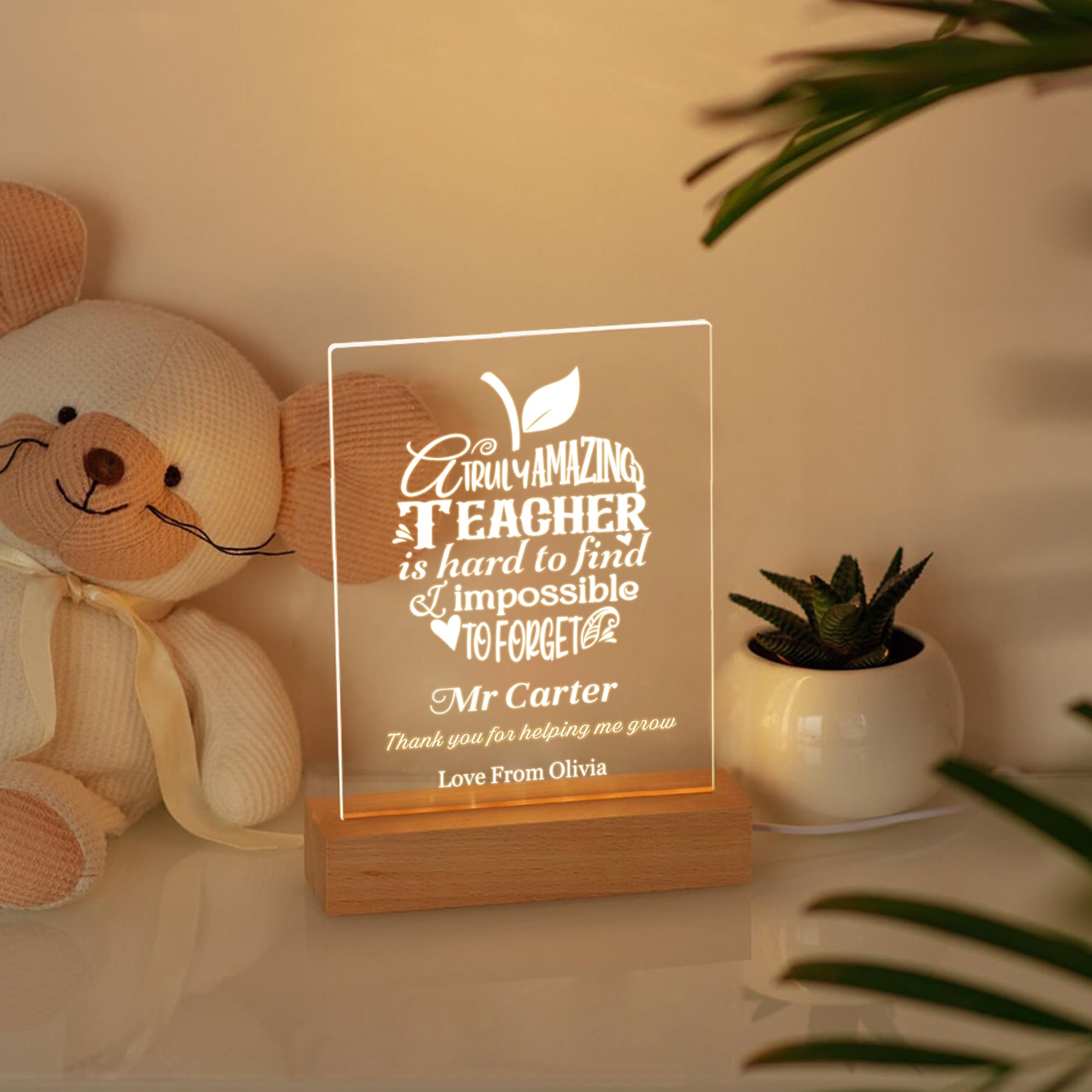 Thank You Cards Led Card Persoanlised Thank You Teacher Gifts Light Up Card Teacher Gifts for Women Men for School Nursery End of Term Gift(Design 4)
