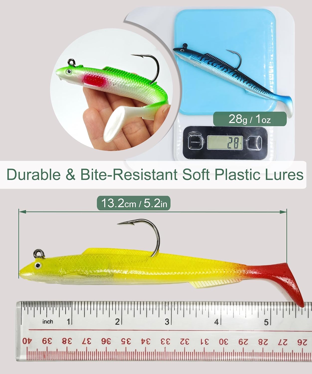 Pre-Rigged Paddle Tail Swimbaits 6pcs, 6inch / 1oz Bass Lure | Soft Plastic Lure, Jig Head Swim Baits, for Bass and Walleye, Freshwater and Saltwater Use