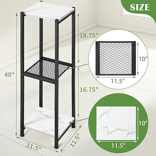 Miniatura 5 de Soporte para plantas extra alto para interiores, soportes para plantas de 40 pulgadas, soporte de metal de 3 niveles con estante de madera