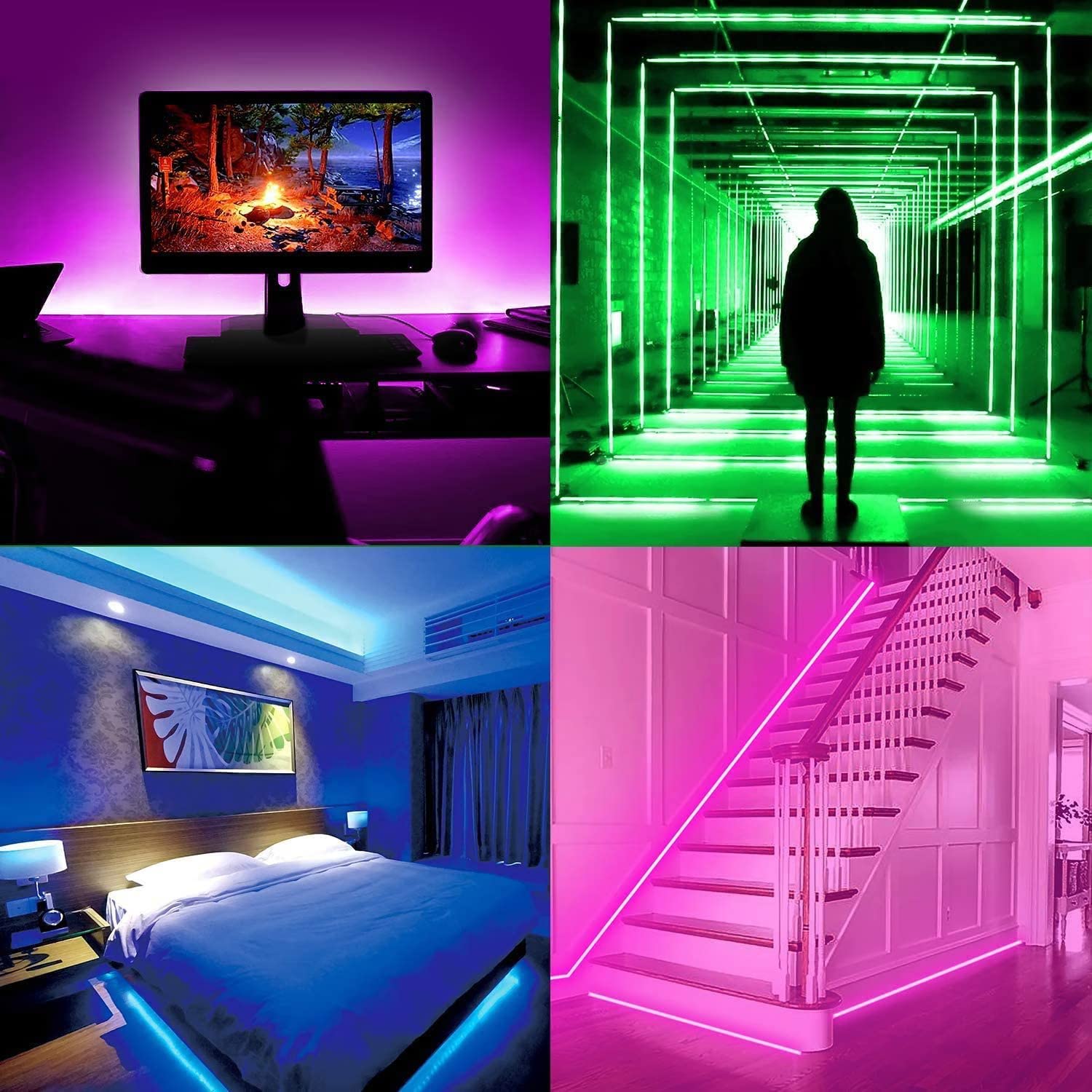 Striscia luminosa LED RGB 12 V WiFi Alexa 5 m, striscia RGB dimmerabile COB striscia luminosa LED 576 LED/M, controllo app, compatibile con Alexa Google Home