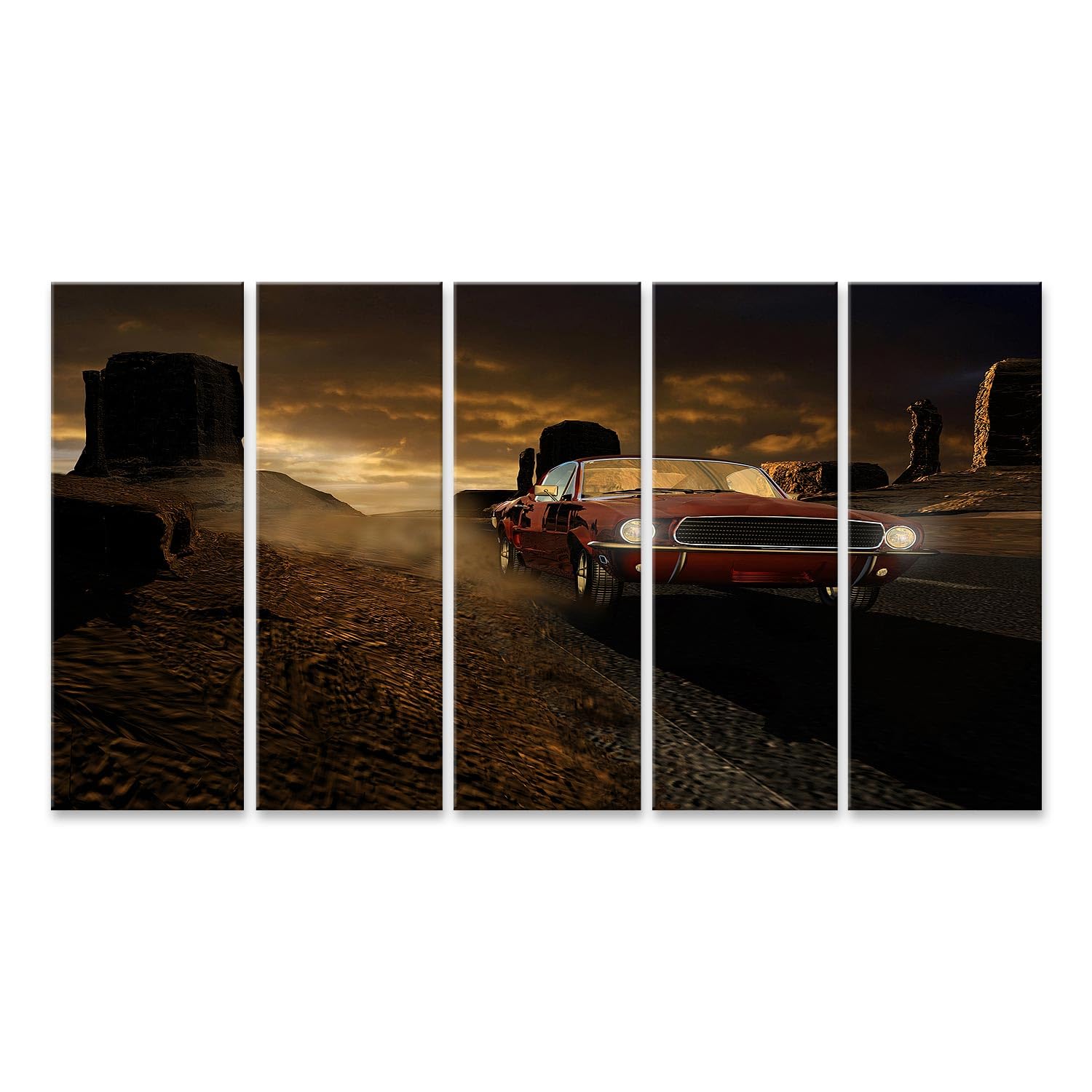 islandburner Primer cuadro sobre lienzo clásico carro en el desierto al atardecer cuadros murales carteles