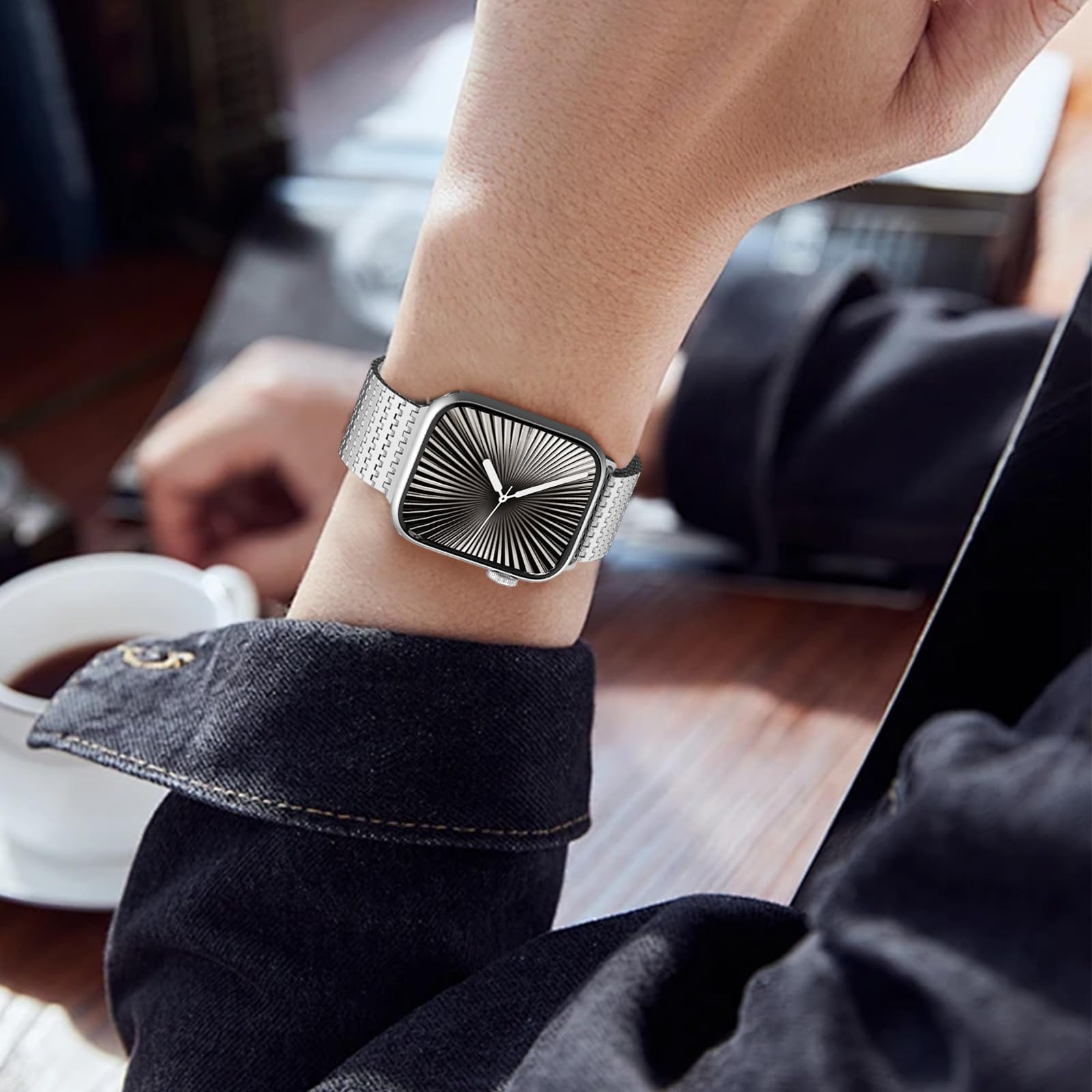 Cinturino compatibile con Apple Watch da 42 mm, 46 mm, 38 mm, 40 mm, 49 mm, 45 mm, 44 mm, 41 mm, per donne e uomini, in acciaio inox, con chiusura magnetica, per Apple Watch Series 10, 9, 8, 7