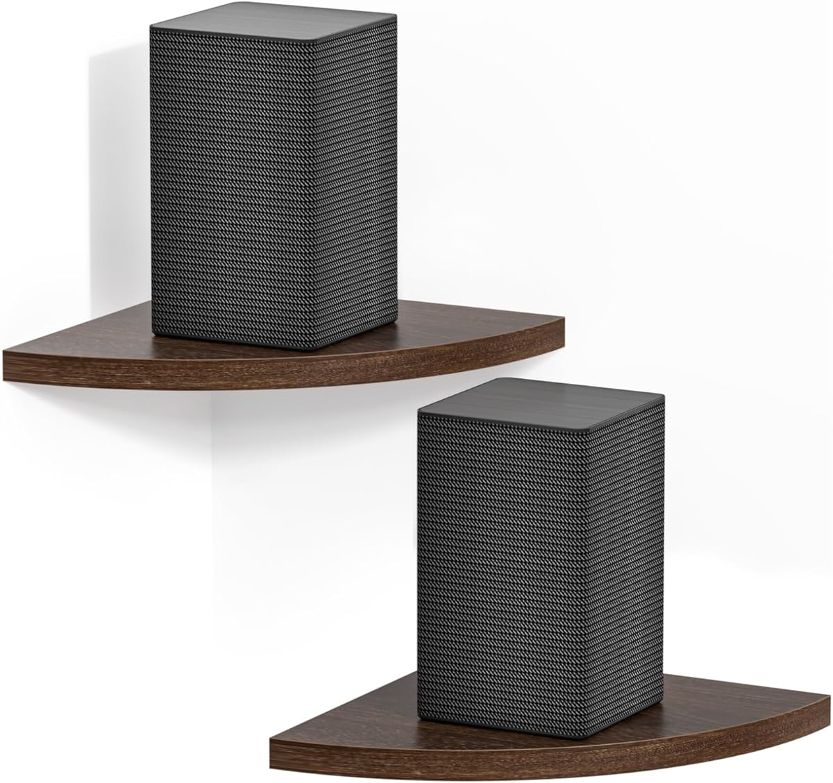 Corner Speaker Shelf for Small Speaker Wall Mount, Wooden Floating Speaker Shelf for Samsung, Sony, Bose, JBL, LG Speaker Wall Mount - Corner Speaker Mount for Most of Satellite Speakers, Set of 2