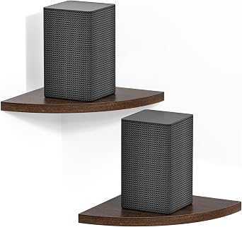 Corner Speaker Shelf for Small Speaker Wall Mount, Wooden Floating Speaker Shelf for Samsung, Sony, Bose, JBL, LG Speaker Wall Mount - Corner Speaker Mount for Most of Satellite Speakers, Set of 2