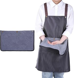 Kitchen Apron with Detachable Towel and Pockets Waterproof Cooking Apron No-Tie Cross Back Aprons Chef Aprons for Cooking Baking BBQ