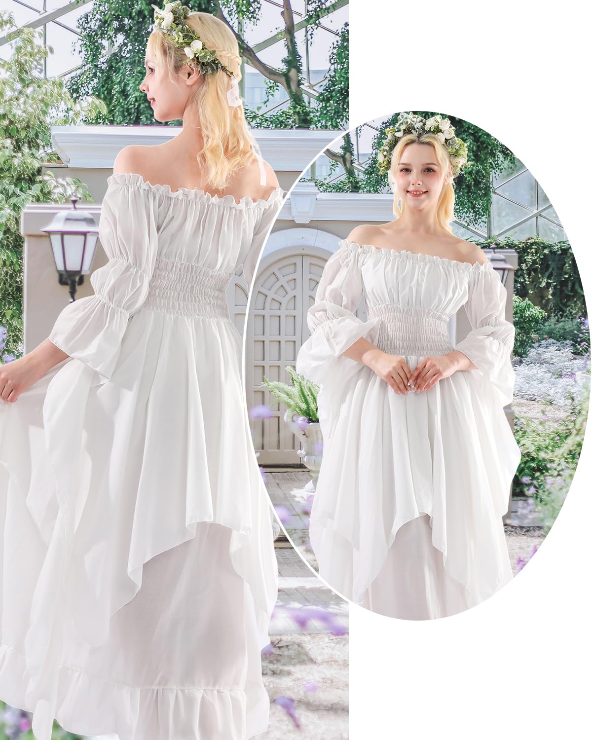 CR ROLECOS Abito vittoriano costume rinascimentale retrò spalle scoperte donne gotico abito da strega abiti medievali