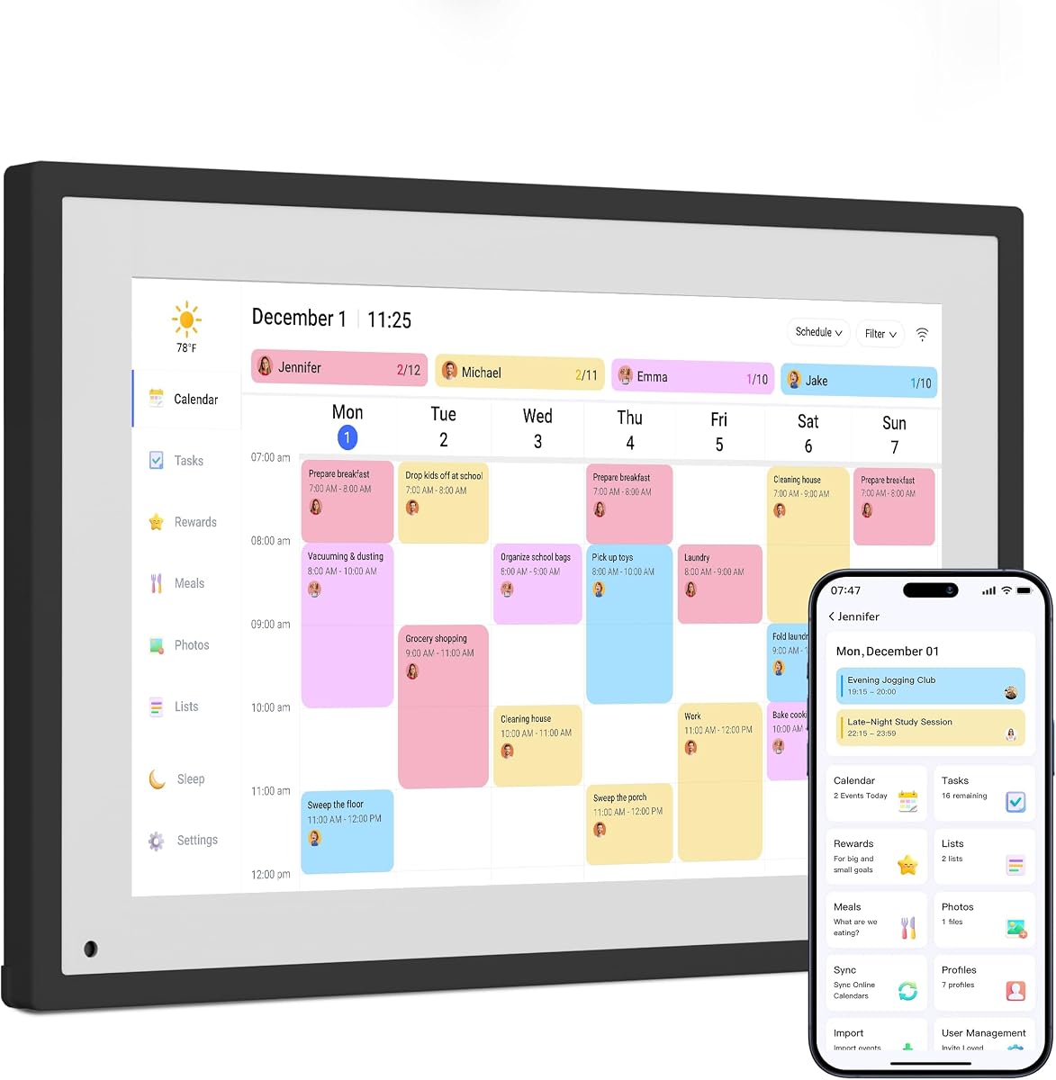 Dragon Touch 10.1 inch Digital Calendar & Chore Chart - Interactive Touchscreen Smart Family Planner,Digital Picture Frame for Mom, Women, Christmas & Weddings