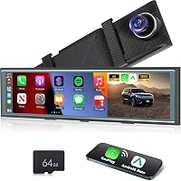 NHOPEEW 10,99" Visszapillantó Tükör 4K Első Kamerával - Vezeték Nélküli CarPlay & Android Auto - Éjjellátó Dupla Kamera WiFi FM Adóval 1