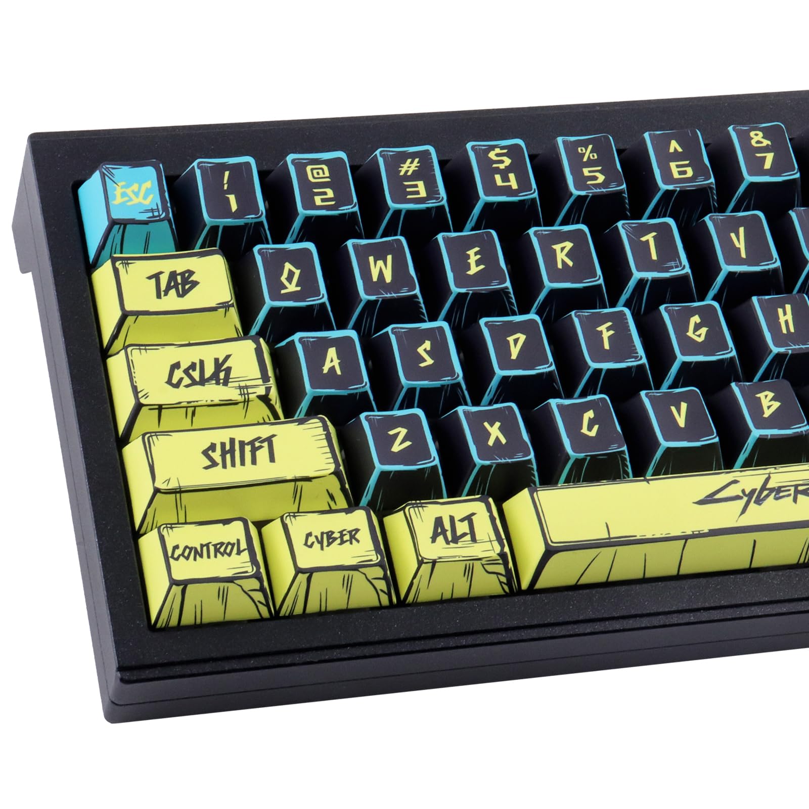 JakeTsai PBT Keycaps, 145 Keys Japanese Manga Keycaps, Cyberpunk