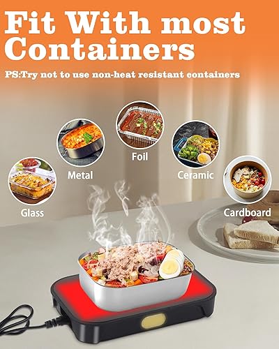 Miniatura 5 de Dosevita Calentador de alimentos portátil para automóvil 12 V 24 V 110 V mini lonchera personal con calefacción para microondas para recalentar y