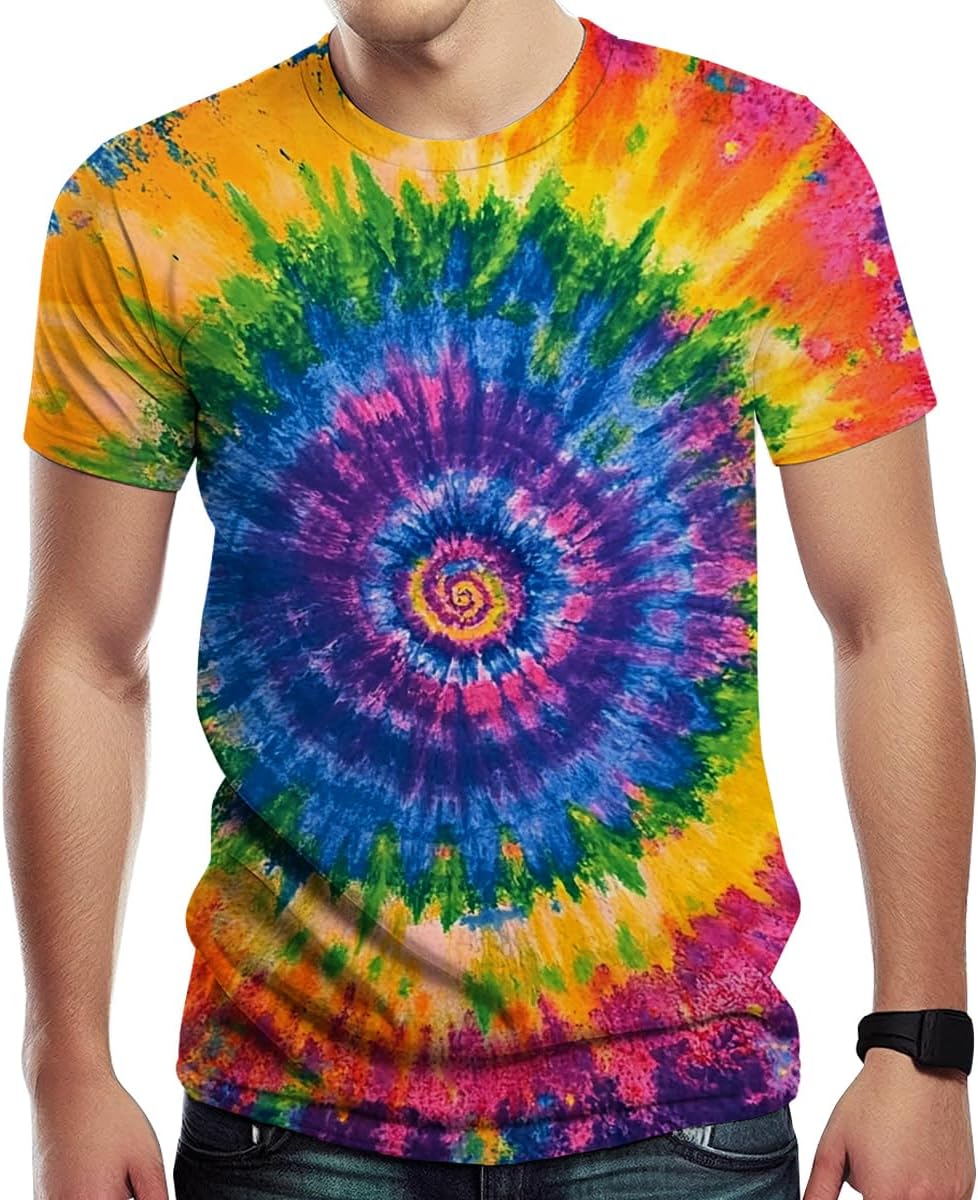 Psychedelic Tie Dye Shirt for Men Women Graphic Tees Unisex 3D Printed Short Sleeve Novelty Tops T-Shirts - Image 3