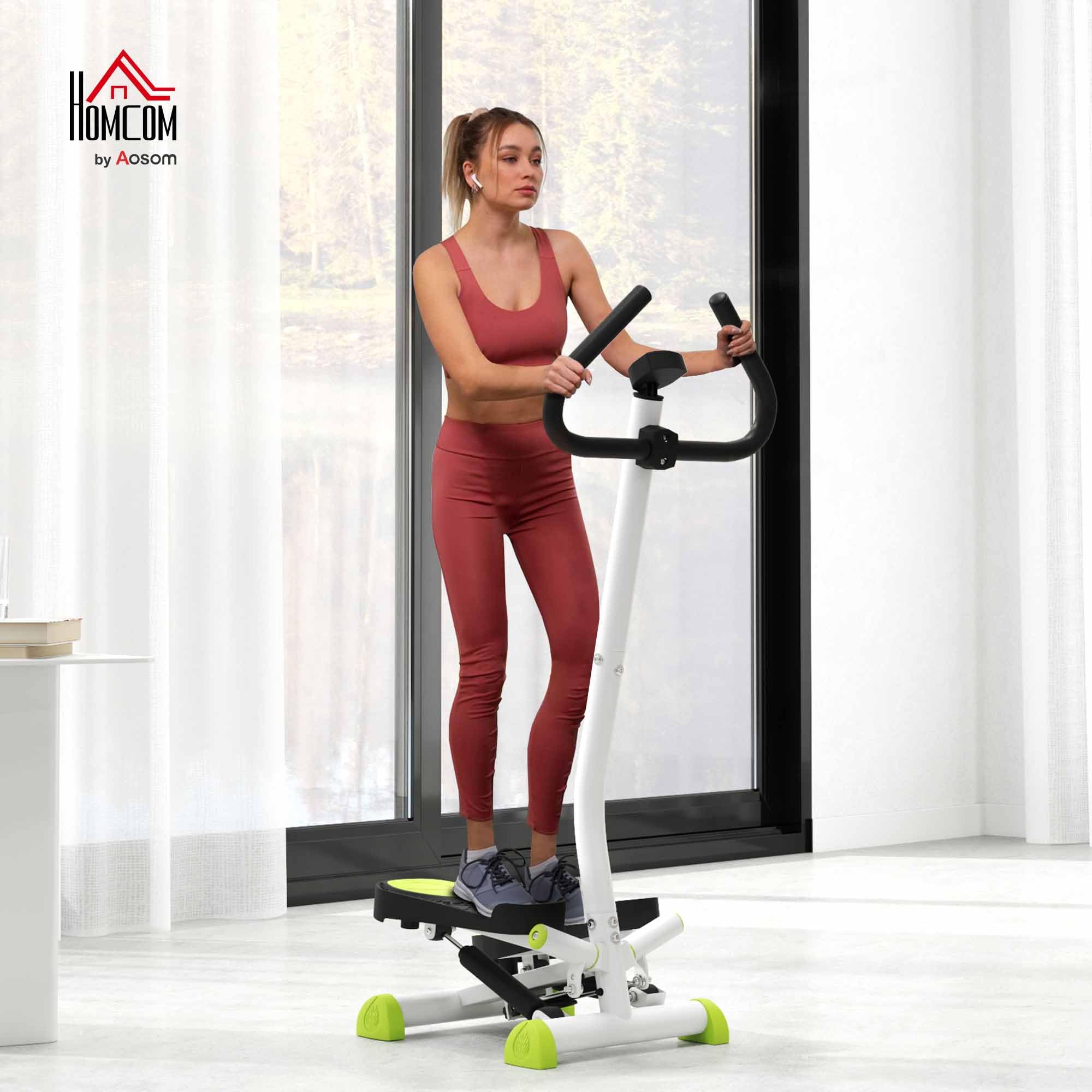 HOMCOM Máquina de Step Stepper Fitness en Casa para Escaleras con Pantalla LCD Manillar y Pedales Antideslizantes Equipo de Ejercicio para Gimnasio Oficina 55x44x108 cm
