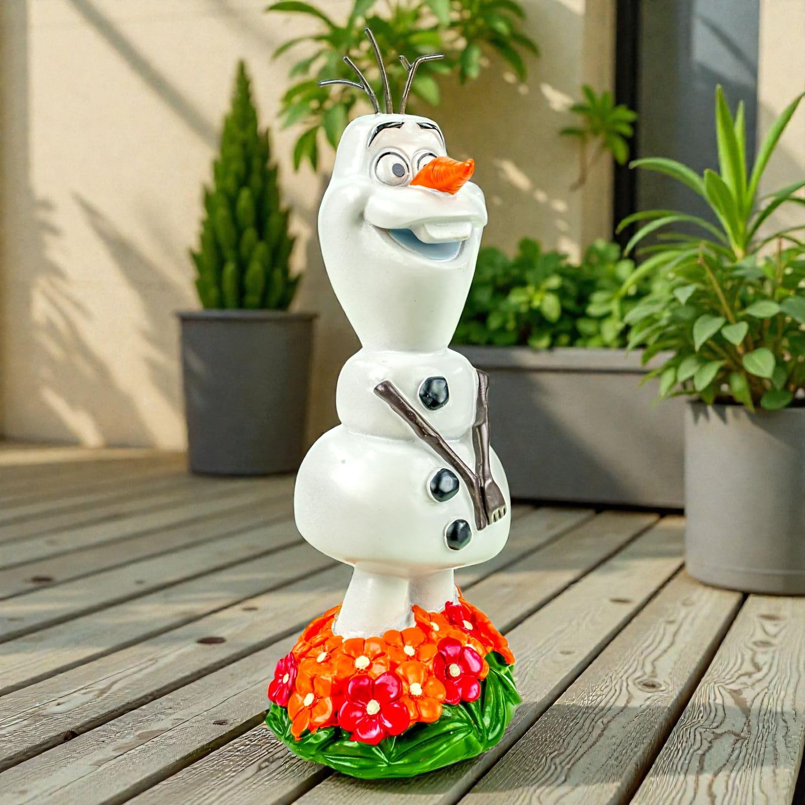 Figurine de jardin Olaf le bonhomme de neige de La Reine des Neiges - Figurine décorative sous licence officielle - 22 cm - En polyrésine résistante aux intempéries - Décoration de jardin pour jardin