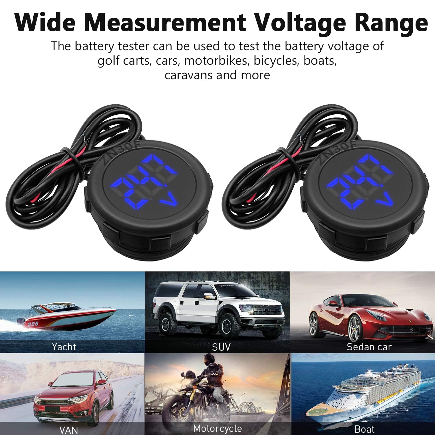 Voltmetro Digitale DC 4-100V - 4 Pezzi LED Display Per Auto, Moto, Barche - Foto 5