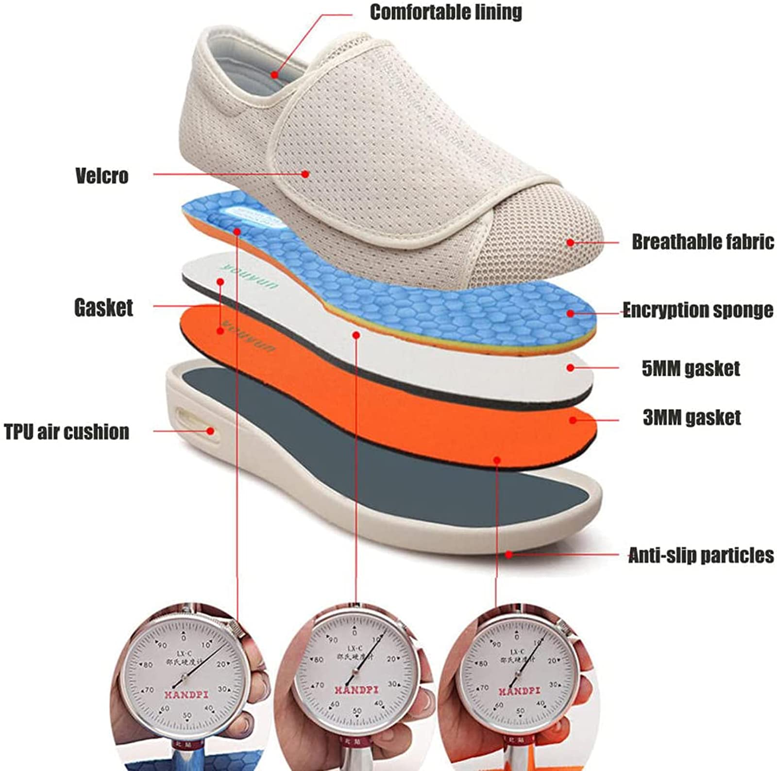 Zapatos Diabéticos para Pies Hinchados Zapato de Salud cómodo Zapatos Ortopédicos Diabéticos Zapatos Extra Anchos para Pies Hinchados Zapatos Diabéticos De Artritis Edema