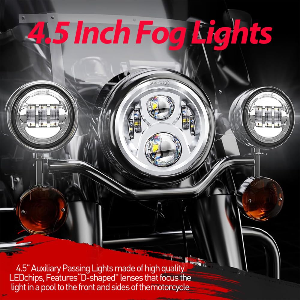 4.5 Inch Motorcycles LED Davidson fog Lights for Harley Davidson Road King Street Electra Glide Ultra Limited Special Low CVO Tri Deluxe Classic Switchback Screamin Heritage Softail Slim 114 107 2PCs
