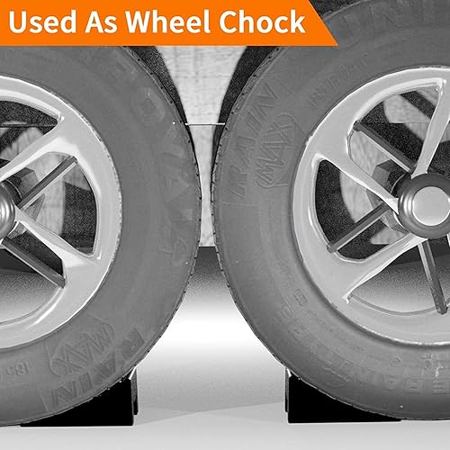 Miniatura 6 de OULEME Bloques de nivelación de RV, nivelador de caravana, 2 paquetes para rueda tándem de doble eje para remolque de viaje, autocaravana, incluye 2