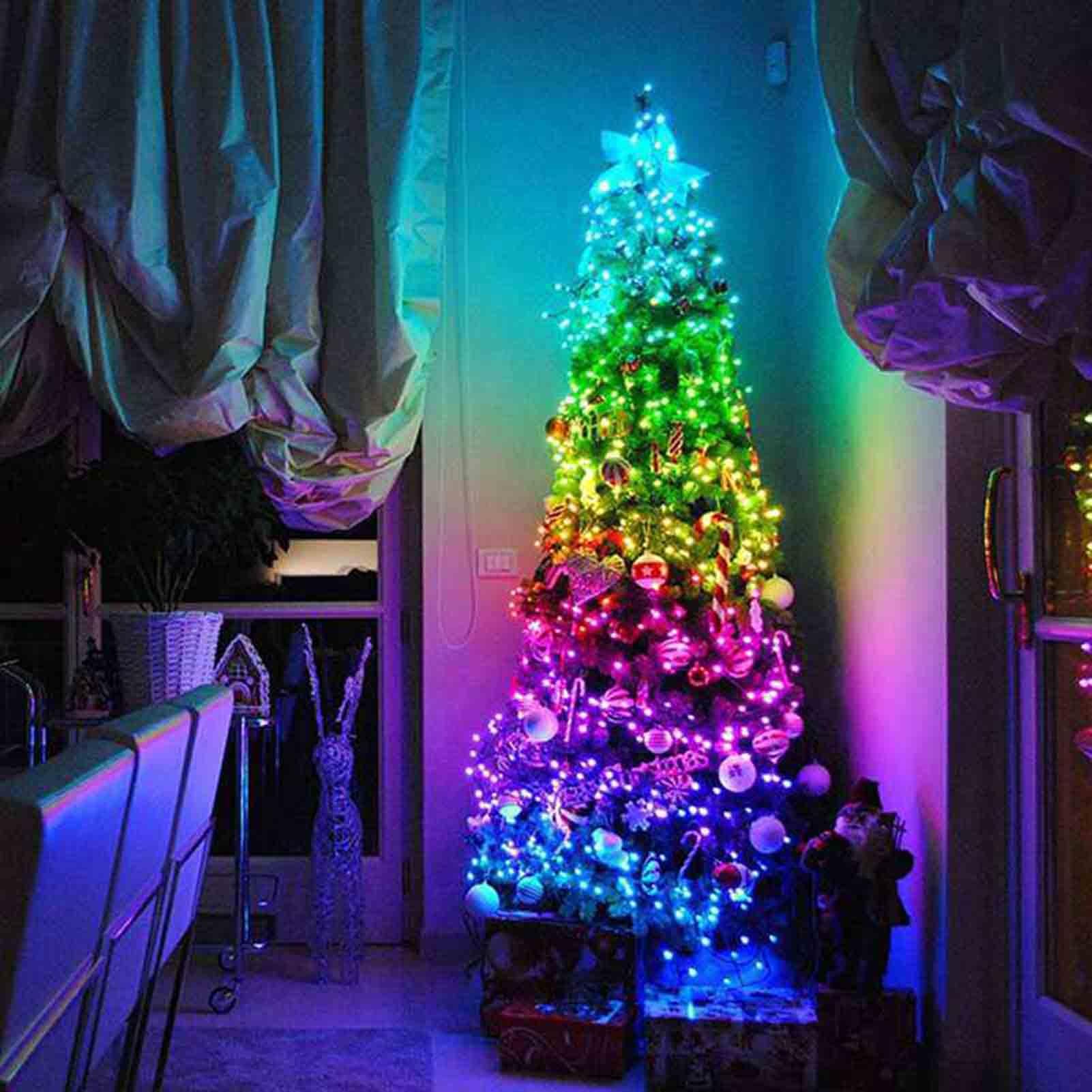 Filo di luci LED RGB, filo di rame, con telecomando, illuminazione decorativa per alberi di Natale ed eventi festivi, 50 luci, lunghezza 5 m