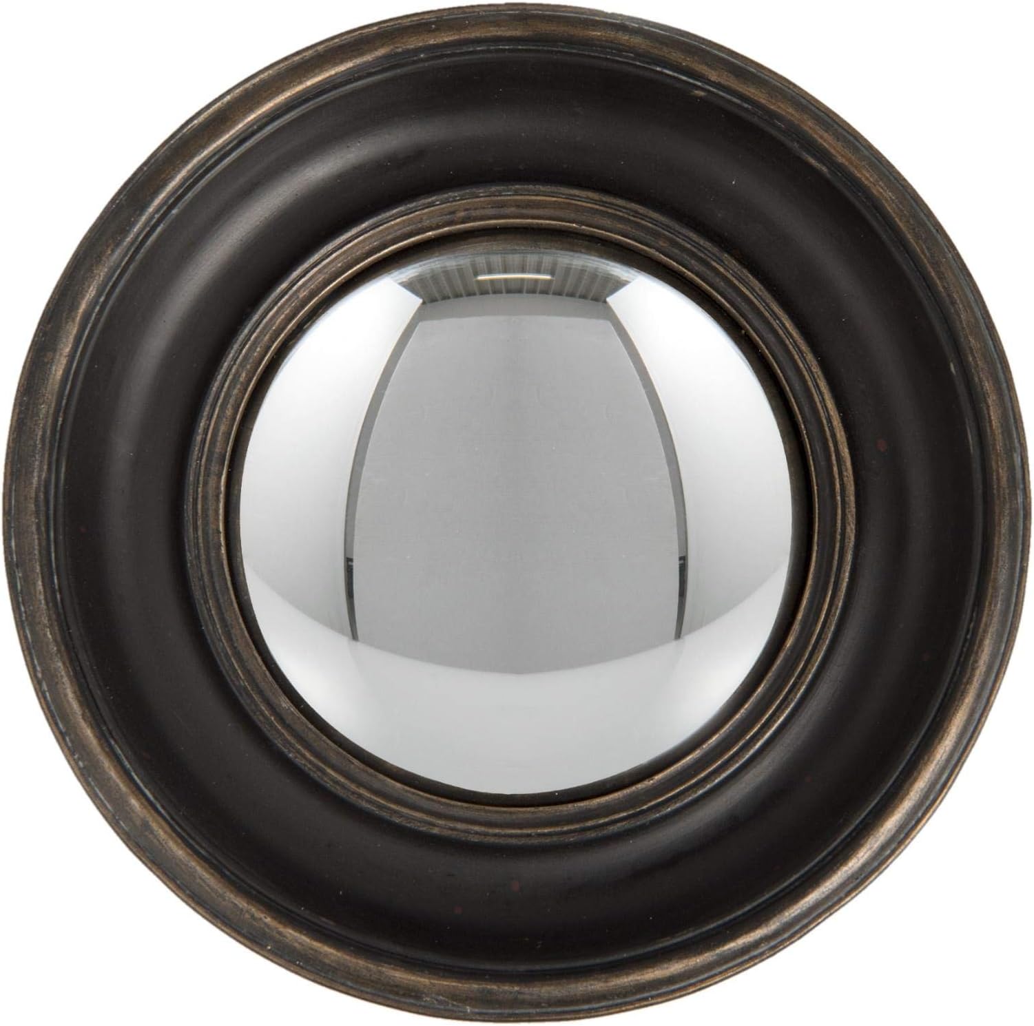 Black Brown Moulded Frame Convex Fisheye Porthole Mirror 23cm