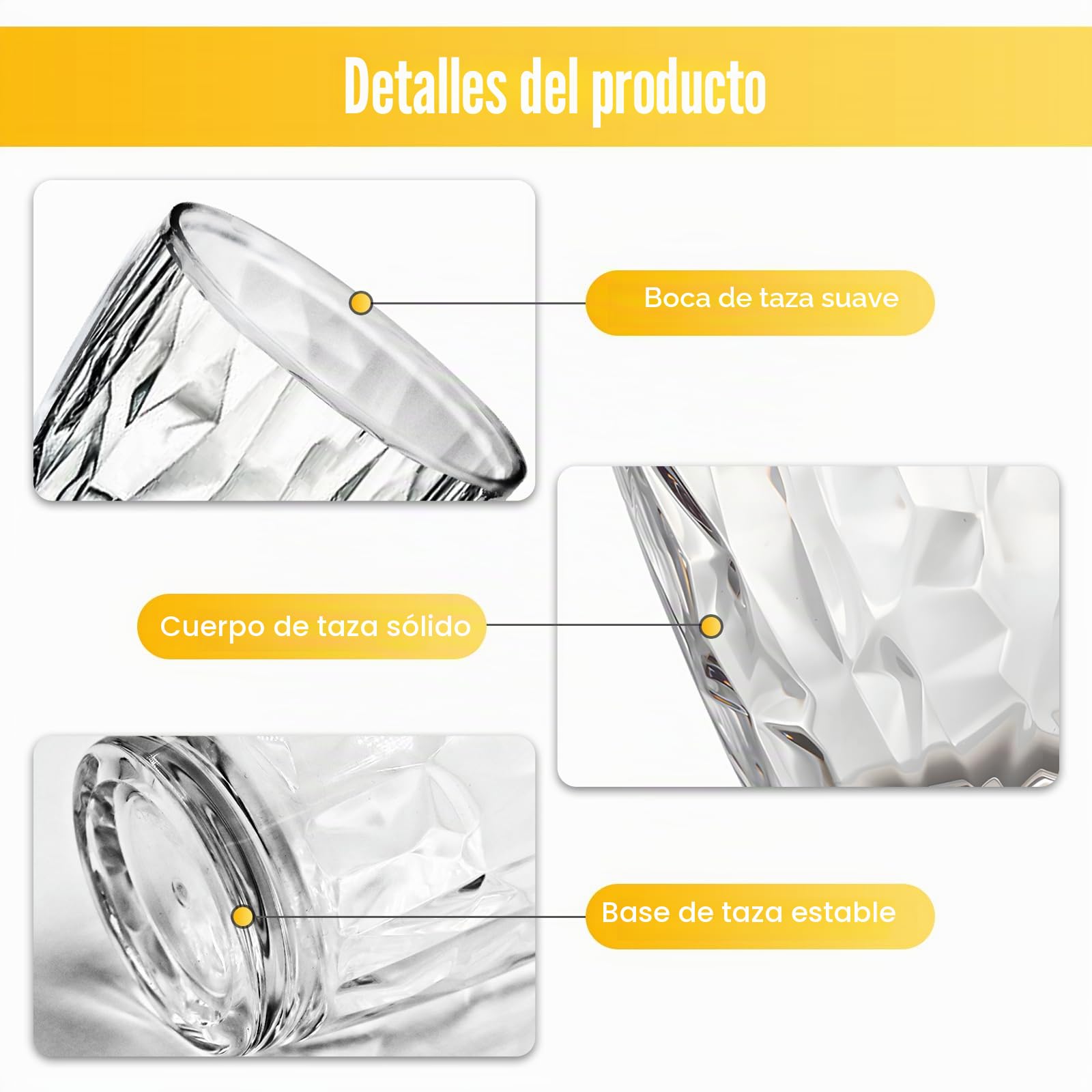 Topsky Set de 4 Vasos de Plástico Transparente, Vaso de Agua y Bebidas, Acrílico, Apilable, Ideal para Uso Diario en Piscina y Hogar, Apto para Lavavajillas y Fácil de Limpiar (Transparente 300ml)