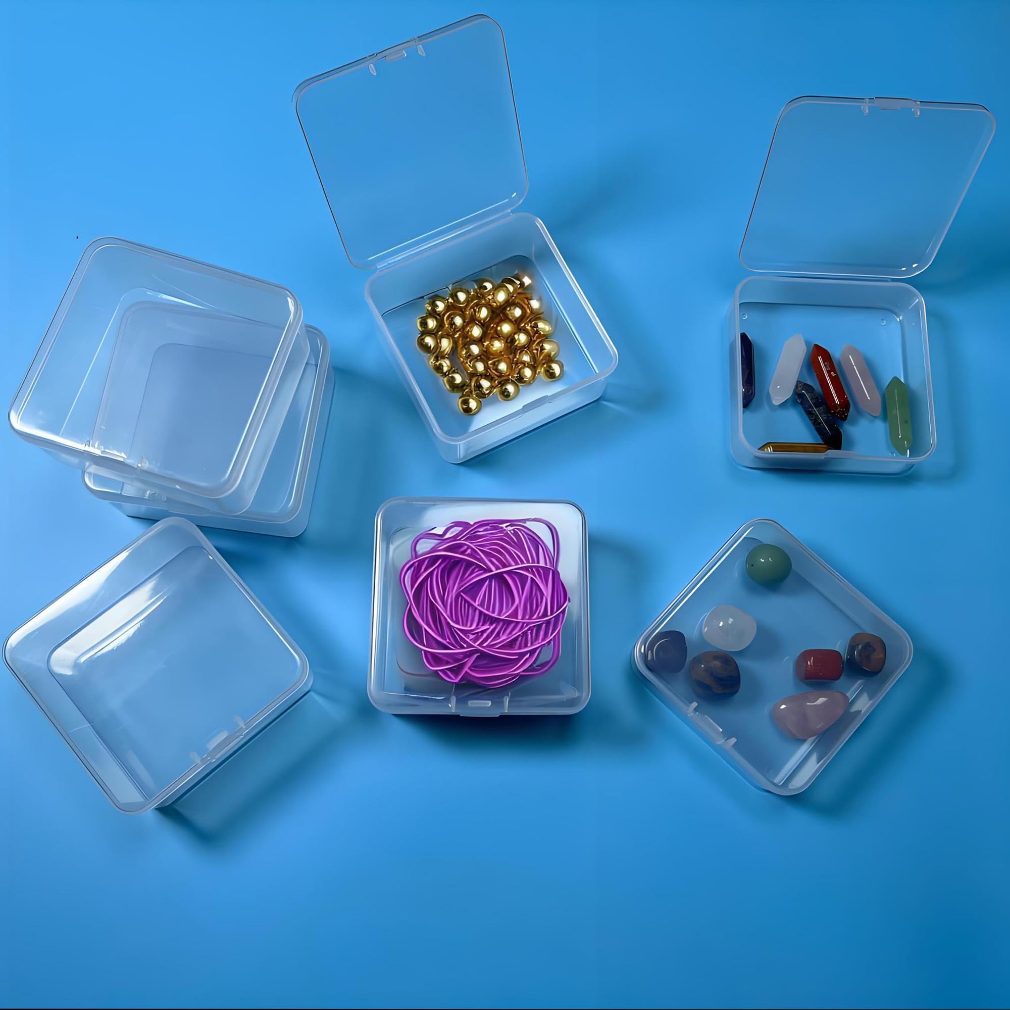 Generisch 8 stuks opbergdozen, klein, transparant, rechthoekige doos met scharnierdeksel, opbergdoos, kleine plastic doos, mini-dozen, plastic doos met deksel voor kralen, sieraden, schroeven