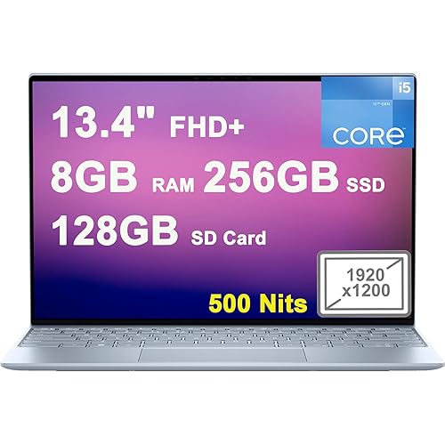 Dell XPS 13 9315 Thin and Light Business Laptop 13.4" FHD+ Anti-Glare 500 nits 12th Gen Intel 10-core i5-1230U 8GB RAM 256GB SSD + 128GB SD Card Backlit Thunderbolt Intel Killer 1675 Win11 Blue