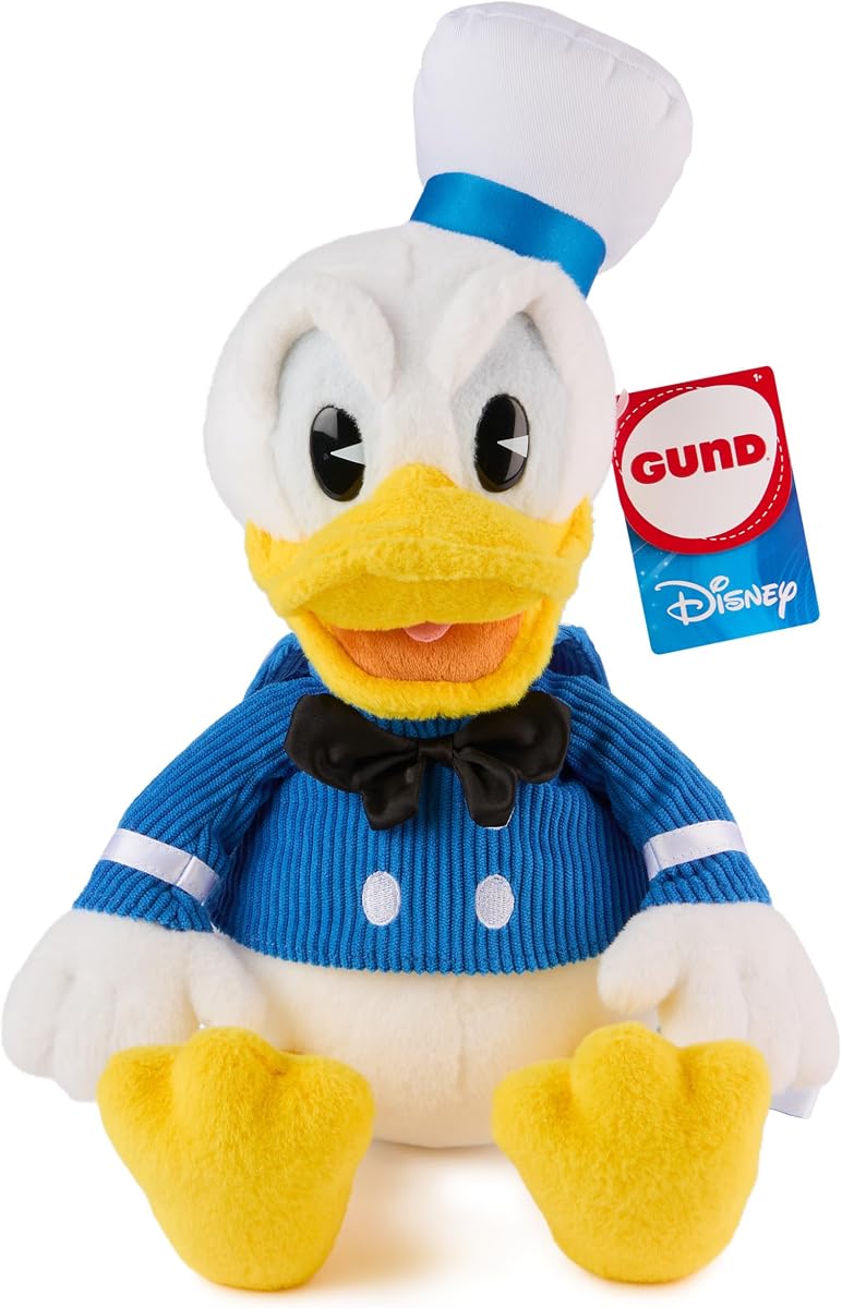 Juguete de peluche de lujo oficial del Pato Donald de Disney de 14 pulgadas para mayores de 1 año | Inspira divertidos juegos de rol de Disney y narraciones creativas; Peluche de lujo, suave, reconfortante y coleccionable con detalles de juego táctiles.
