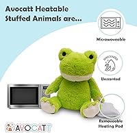 Vista 2 de Avocatt Heatable Stuffed Frog Plush - 10 Inches Unscented Microwavable Frog Toy - Warmable Heating Pad - Warm and Hot Therapy for Cramps, Back, and