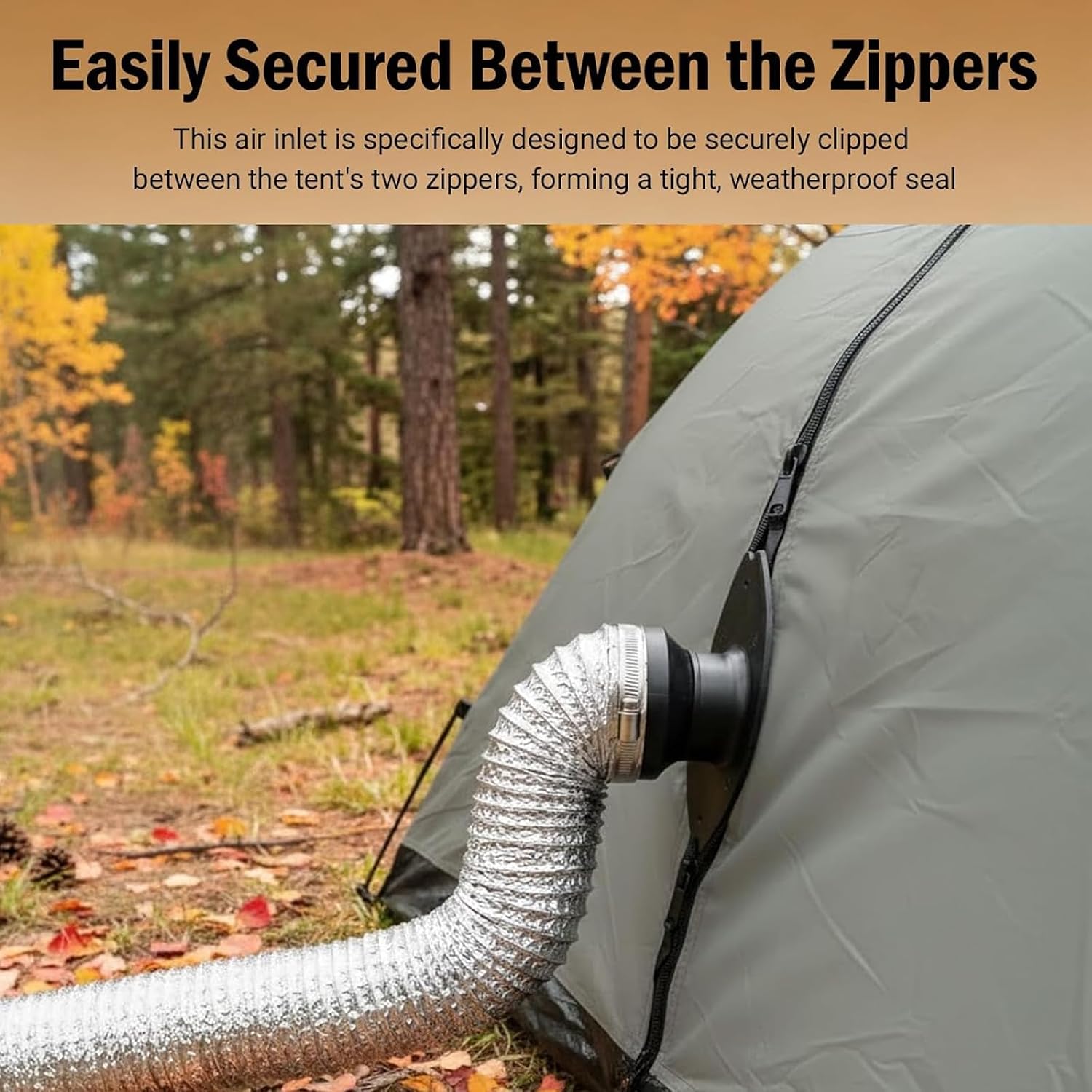 Tent Zipper Vent Adapter - 3/5" Universal Interface | for Portable air conditioners - Adjustable Airflow Direction | Tent Door and Window Ventilation Accessories (3 inches)