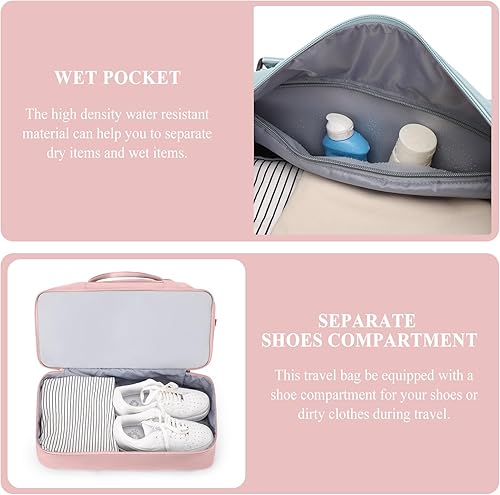 Miniatura 5 de Bolsa de fin de semana para mujer, bolso de viaje para artículos personales con compartimento para calzado, bolso marinero de viaje con bolsa de