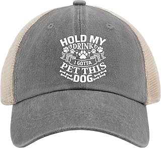 Trucker hat Hold My Drink i Gotta pet This Dog Hiking hat Army hat Gifts for Mom Cool Hats