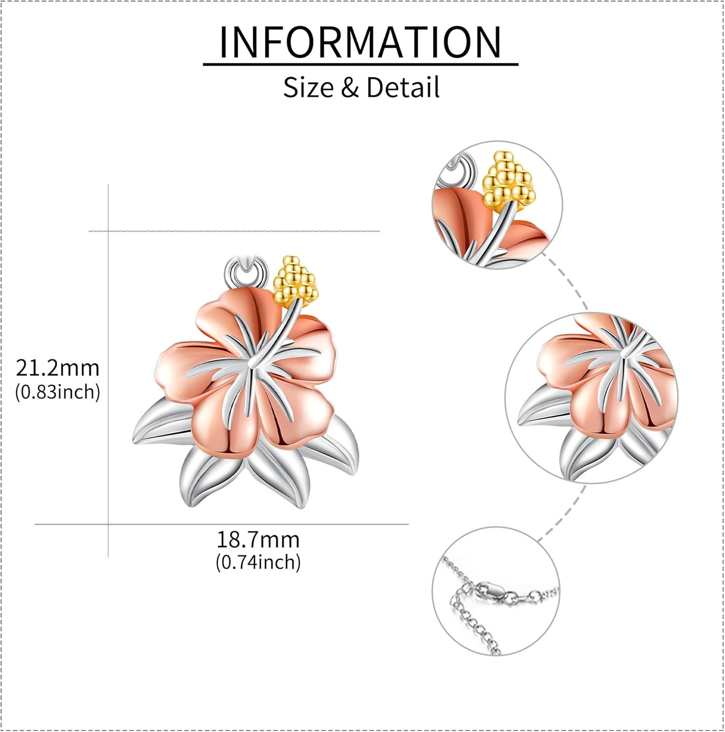Tulip/Four-leaf clover/Hibiscus/Rose/Daisy Necklace 925 Sterling Silver FlowerJewelry Birthday Gifts for Women - Image 5