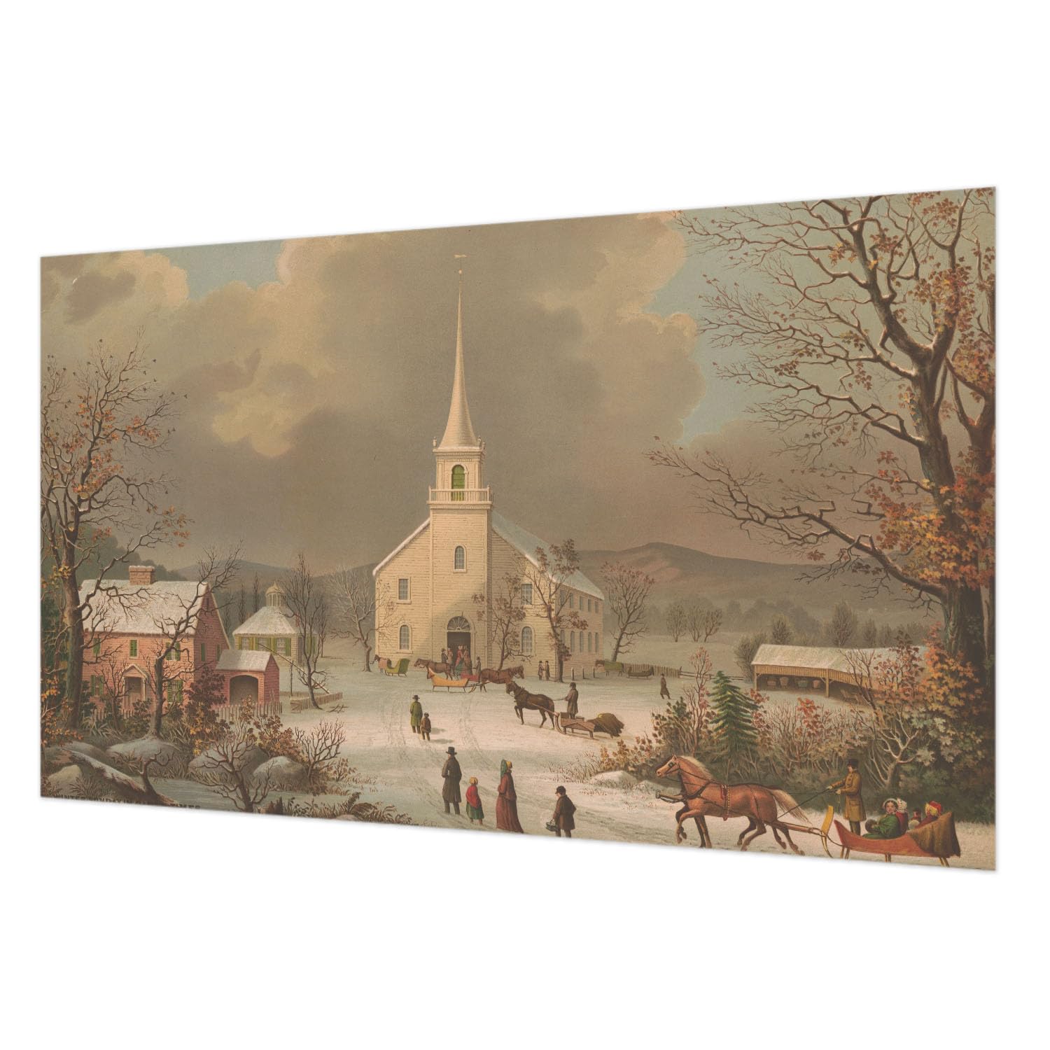 Papier peint intissé paysage d'hiver 416x254 cm pour salon avec colle incluse