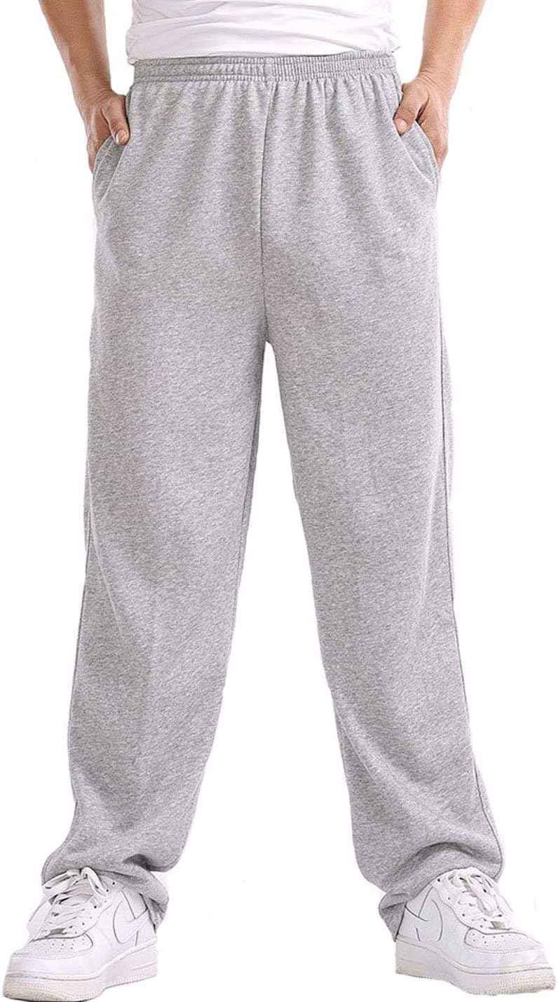Flygo Men's Elastic Waist Open Bottom Jogger Sweatpants