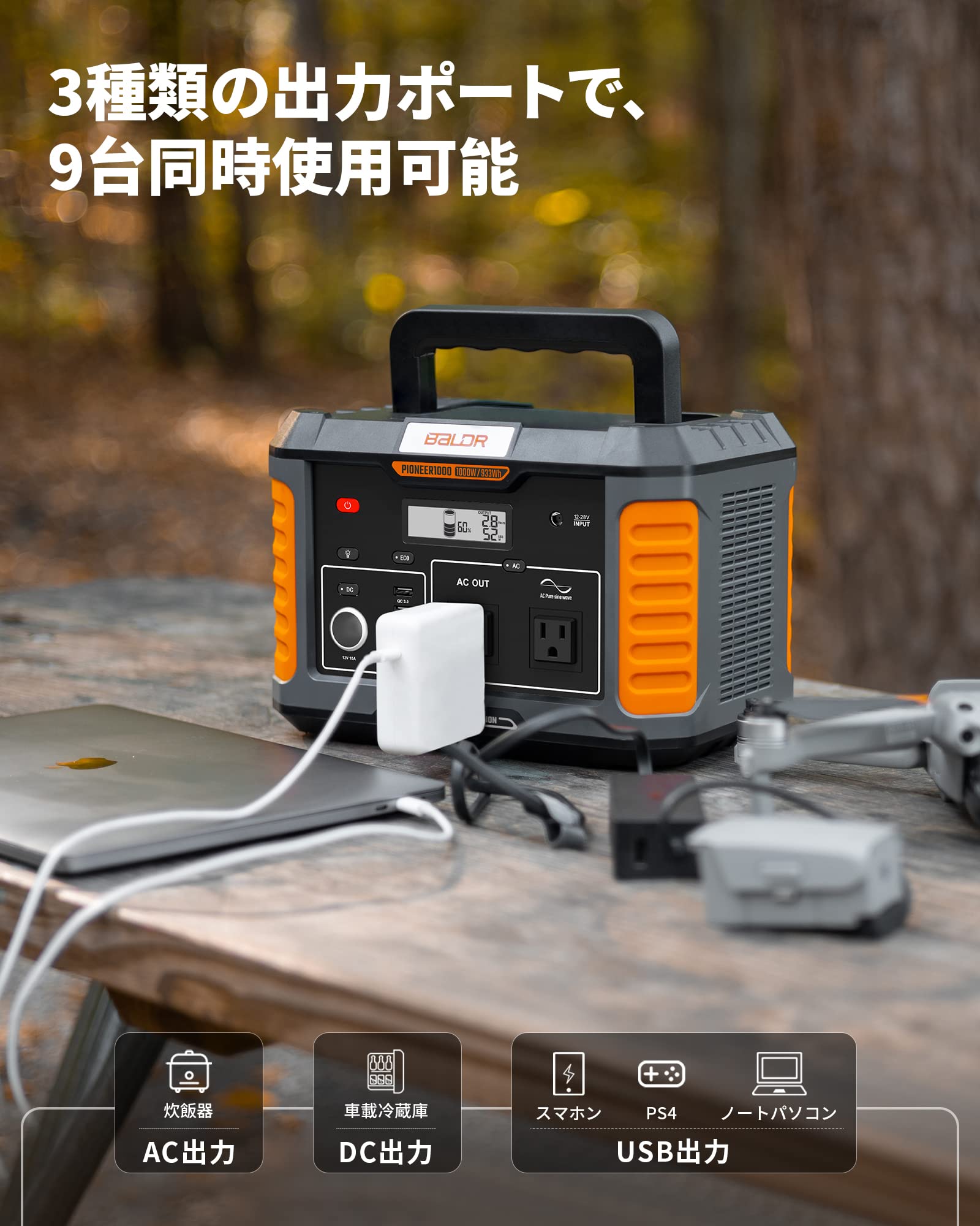 Amazon.co.jp: BALDR 600Wポータブル電源 120Wソーラーパネル セット