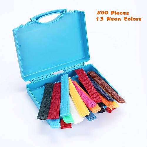 Miniatura 3 de (640 piezas y 1 funda de viaje) varillas de hilo de cera  6 pulgadas, 13 colores neón para niños  Manualidades de bricolaje y suministros para