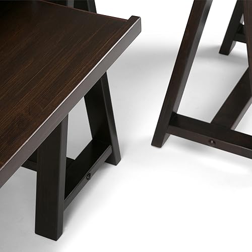 Miniatura 202 de SIMPLIHOME Sawhorse - Mesita de noche de madera maciza de 24 pulgadas de ancho, moderna, industrial, color gris envejecido, para sala de estar y