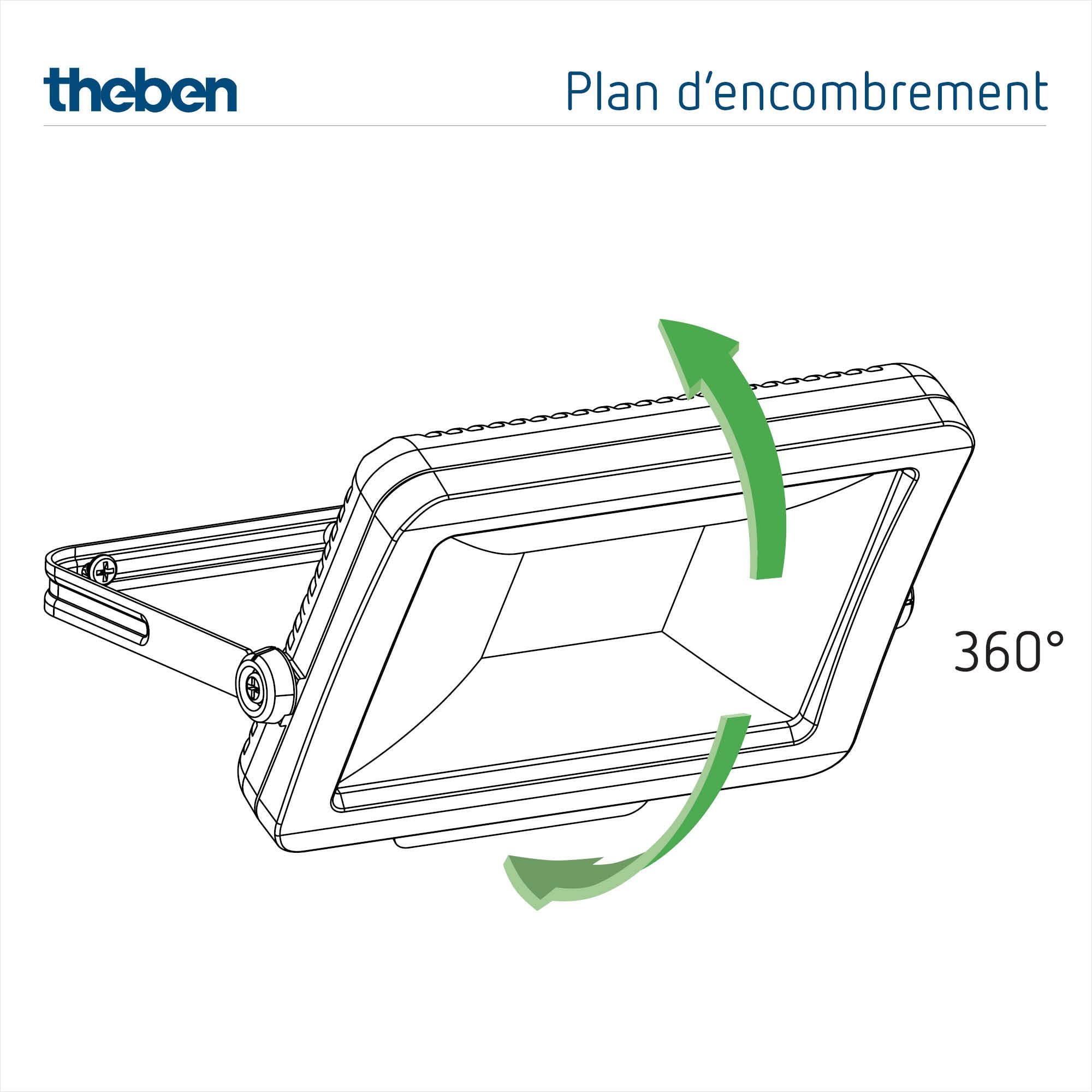 Theben 1020690 theLeda B10L W WH LED-Strahler 10 W 3000 K Wand/Decke außen | 1200 lm, IP 65, 360° drehbar, optional modular (Bewegungsmelder/Lichtsensor) erweiterbar, weiß, warmweiß