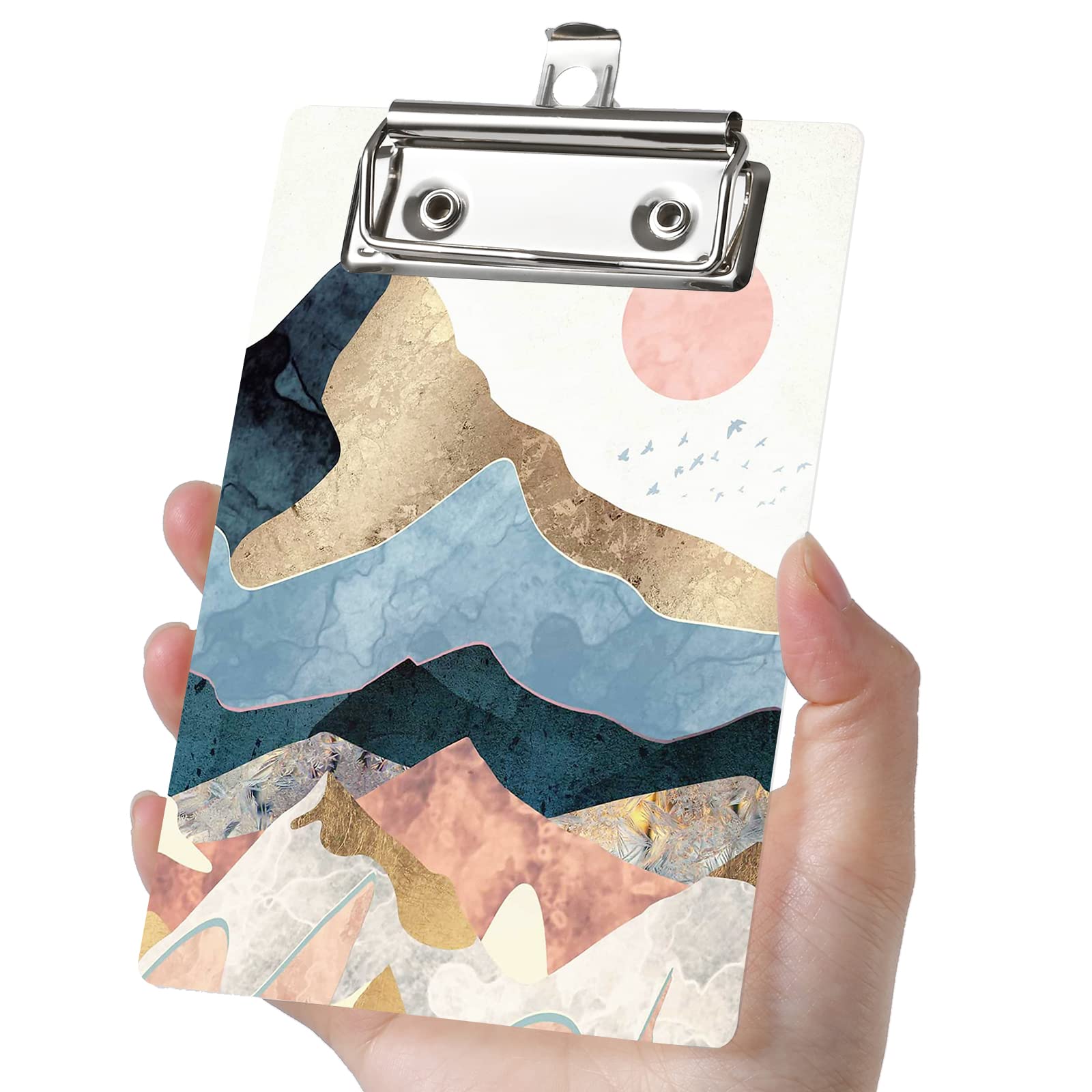 Mini clipboard can Easily fit into Large Pockets, Purses, Small Notepad Suitable for Nurses, Students, Office and Men, Women (The Setting Sun)