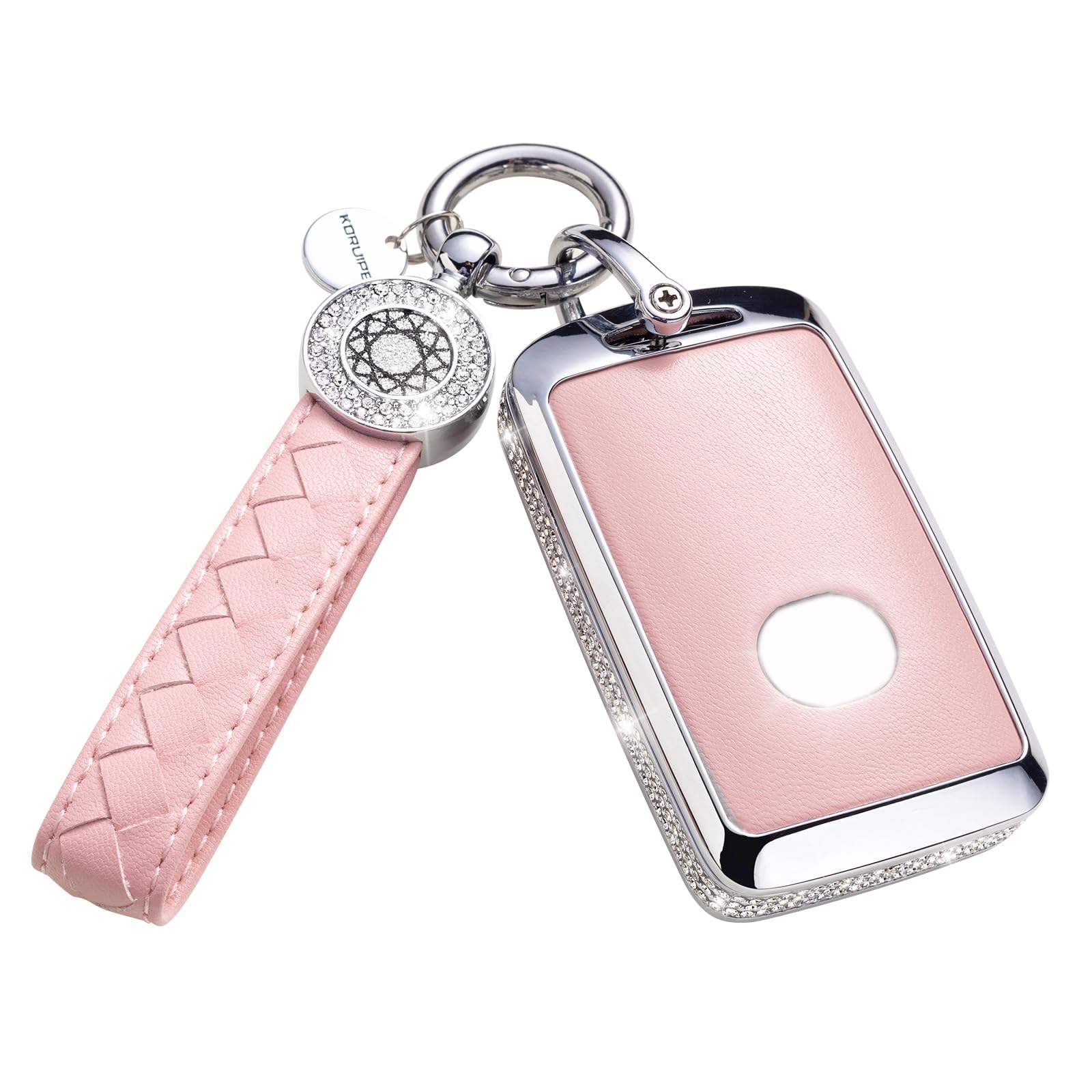 SHANGHONG for Mazda Key Fob Cover with Keychain Leather Crystal Key Shell Case for 2019-2022 Mazda 3, Mazda 3 Hatchback, 2020-2022 CX-5, CX-30, CX-10?Pink?