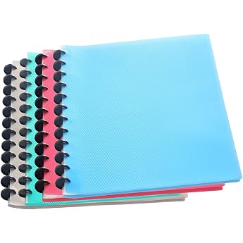 TUKA-i-AKUT [4x] Spiral Display Book PP A4 Total 160 Transparent Pockets for 320 Sheets 40 Sleeves/Ring Book Solid Ring Binder Presentation Folder Made of PP Set of 4 in 4 Colours TKD8029-Colourful 4x
