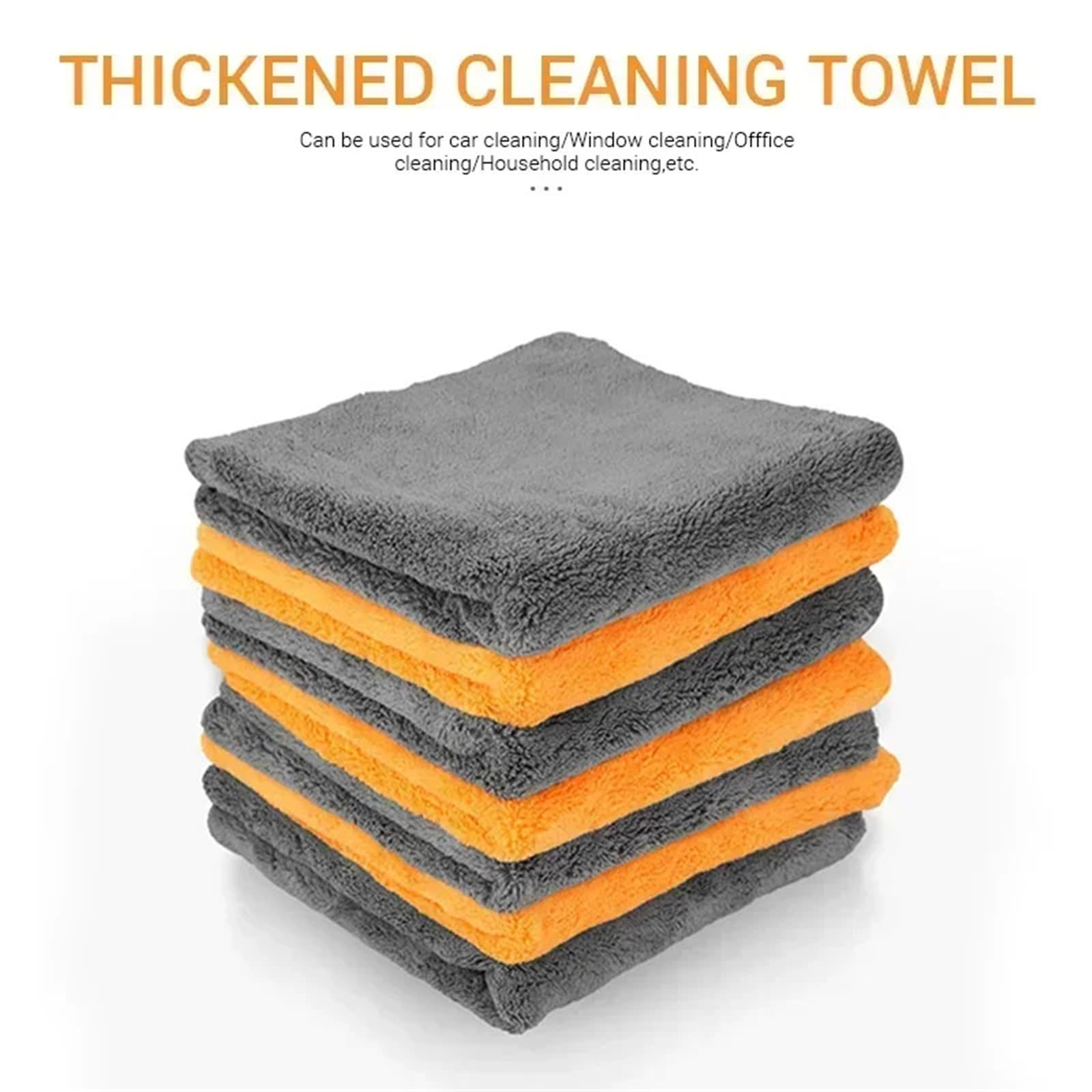 Toallas gruesas de microfibra para coche, felpa suave, superabsorbentes, sin bordes, para lavado de coche, toallas de secado (naranja, 9 piezas)