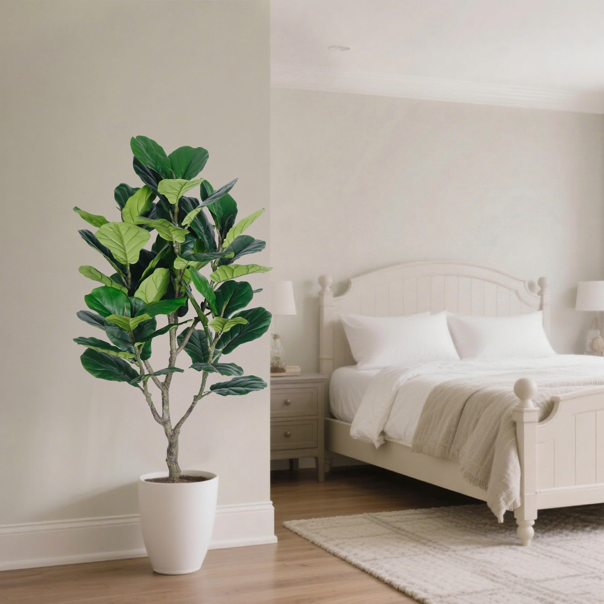 Arbre Ficus artificiel, Faux Ficus d’intérieur 137 cm Plante à feuilles artificielles pour décoration de salon, bureau, chambre à coucher