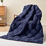 Down Throw Blankets for Couch, Lightweight Down Throw for Indoor and Outdoor, Soft Throw Blanket for Travel and Home Navy (50